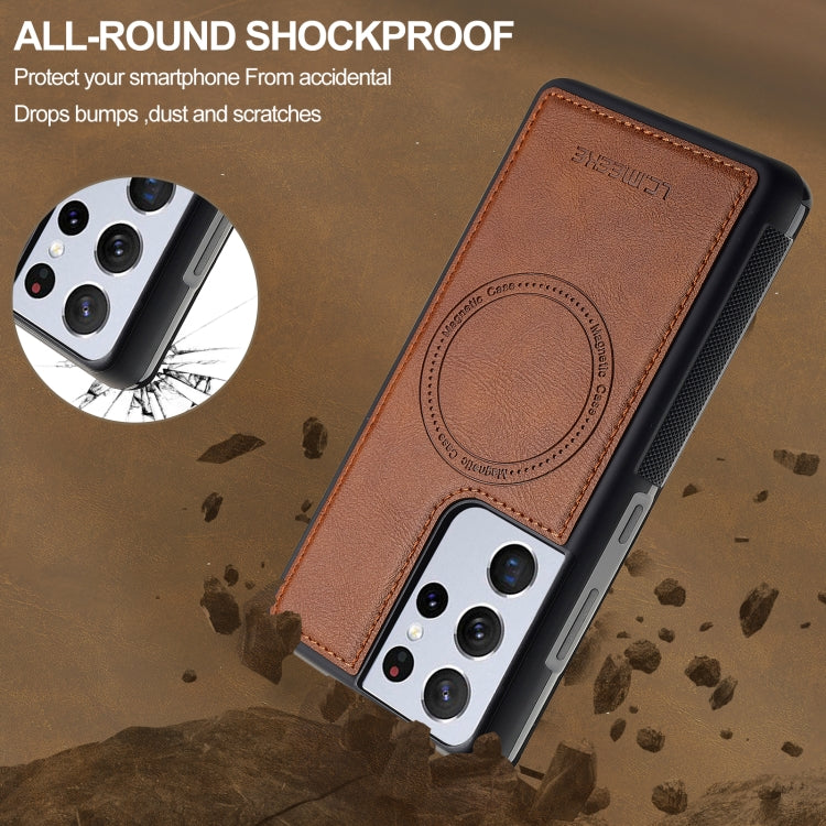 For Samsung Galaxy S21 Ultra 5G LC.IMEEKE L5 Series Detachable RFID Card Bag Magsafe Phone Case(Brown) - Galaxy S21 Ultra 5G Cases by LC.IMEEKE | Online Shopping UK | buy2fix