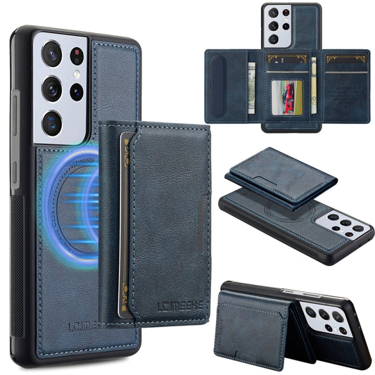 For Samsung Galaxy S21 Ultra 5G LC.IMEEKE L5 Series Detachable RFID Card Bag Magsafe Phone Case(Blue) - Galaxy S21 Ultra 5G Cases by LC.IMEEKE | Online Shopping UK | buy2fix