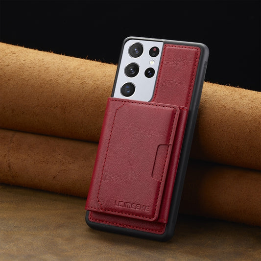 For Samsung Galaxy S21 Ultra 5G LC.IMEEKE L5 Series Detachable RFID Card Bag Magsafe Phone Case(Red) - Galaxy S21 Ultra 5G Cases by LC.IMEEKE | Online Shopping UK | buy2fix