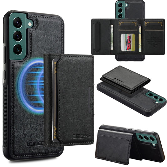 For Samsung Galaxy S22 5G LC.IMEEKE L5 Series Detachable RFID Card Bag Magsafe Phone Case(Black) - Galaxy S22 5G Cases by LC.IMEEKE | Online Shopping UK | buy2fix