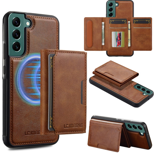 For Samsung Galaxy S22 5G LC.IMEEKE L5 Series Detachable RFID Card Bag Magsafe Phone Case(Brown) - Galaxy S22 5G Cases by LC.IMEEKE | Online Shopping UK | buy2fix