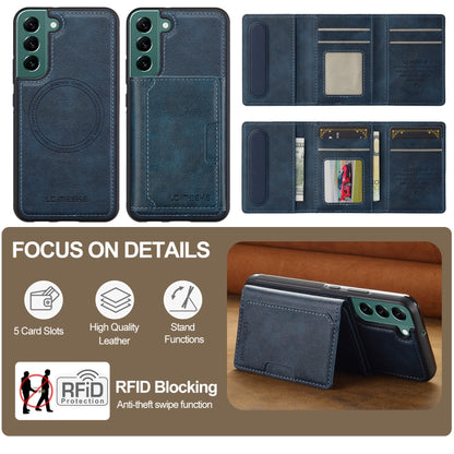 For Samsung Galaxy S22 5G LC.IMEEKE L5 Series Detachable RFID Card Bag Magsafe Phone Case(Blue) - Galaxy S22 5G Cases by LC.IMEEKE | Online Shopping UK | buy2fix