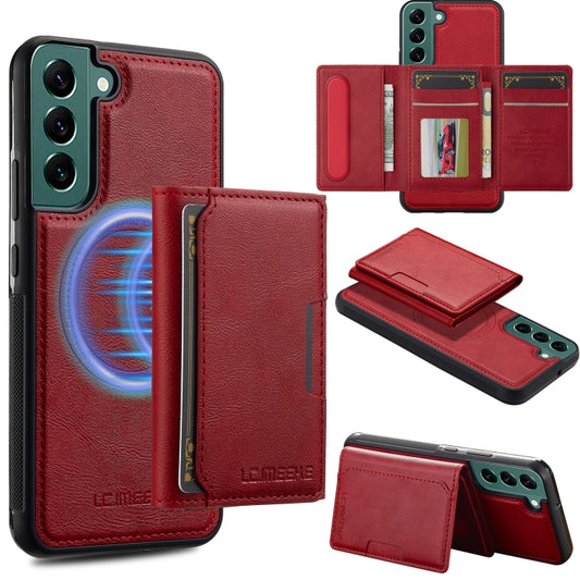 For Samsung Galaxy S22 5G LC.IMEEKE L5 Series Detachable RFID Card Bag Magsafe Phone Case(Red) - Galaxy S22 5G Cases by LC.IMEEKE | Online Shopping UK | buy2fix