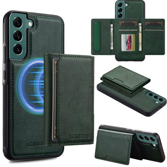 For Samsung Galaxy S21+ 5G LC.IMEEKE L5 Series Detachable RFID Card Bag Magsafe Phone Case(Green)