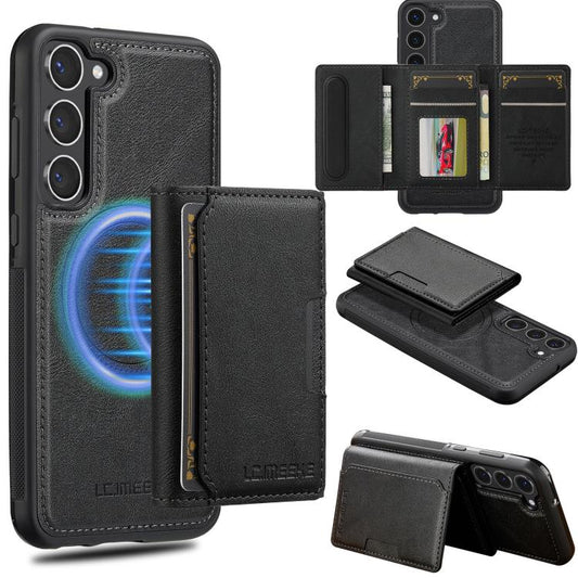 For Samsung Galaxy S25+ 5G LC.IMEEKE L5 Series Detachable RFID Card Bag Magsafe Phone Case(Black) - Galaxy S25+ 5G Cases by LC.IMEEKE | Online Shopping UK | buy2fix