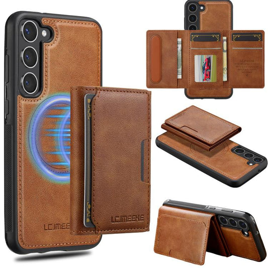 For Samsung Galaxy S25+ 5G LC.IMEEKE L5 Series Detachable RFID Card Bag Magsafe Phone Case(Brown) - Galaxy S25+ 5G Cases by LC.IMEEKE | Online Shopping UK | buy2fix
