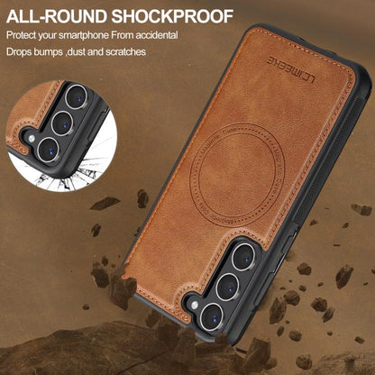 For Samsung Galaxy S25+ 5G LC.IMEEKE L5 Series Detachable RFID Card Bag Magsafe Phone Case(Brown) - Galaxy S25+ 5G Cases by LC.IMEEKE | Online Shopping UK | buy2fix