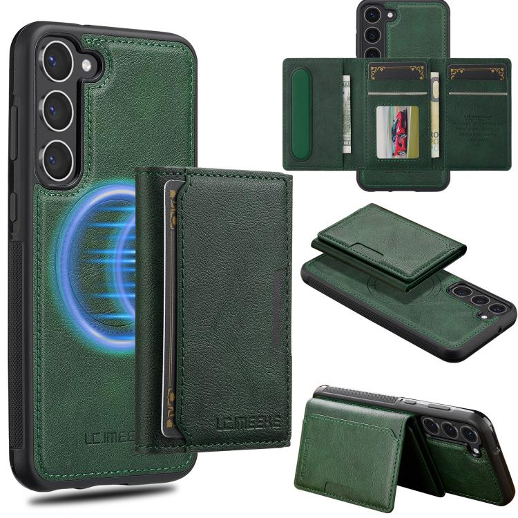 For Samsung Galaxy S25+ 5G LC.IMEEKE L5 Series Detachable RFID Card Bag Magsafe Phone Case(Green) - Galaxy S25+ 5G Cases by LC.IMEEKE | Online Shopping UK | buy2fix