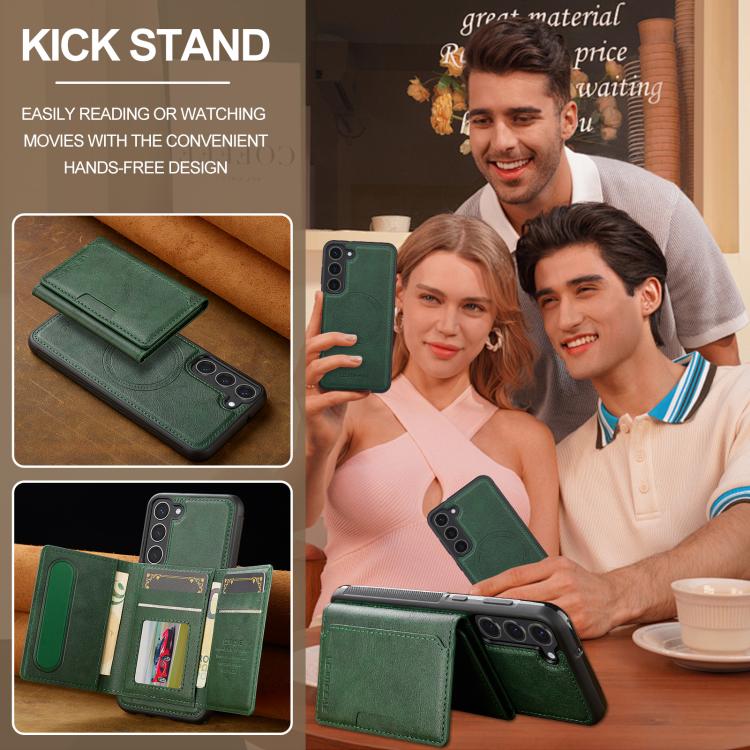 For Samsung Galaxy S25+ 5G LC.IMEEKE L5 Series Detachable RFID Card Bag Magsafe Phone Case(Green) - Galaxy S25+ 5G Cases by LC.IMEEKE | Online Shopping UK | buy2fix