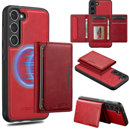 For Samsung Galaxy S25+ 5G LC.IMEEKE L5 Series Detachable RFID Card Bag Magsafe Phone Case(Red)