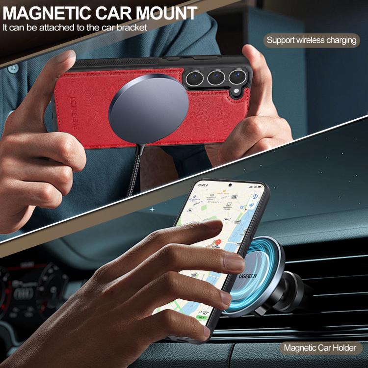 For Samsung Galaxy S25+ 5G LC.IMEEKE L5 Series Detachable RFID Card Bag Magsafe Phone Case(Red) - Galaxy S25+ 5G Cases by LC.IMEEKE | Online Shopping UK | buy2fix