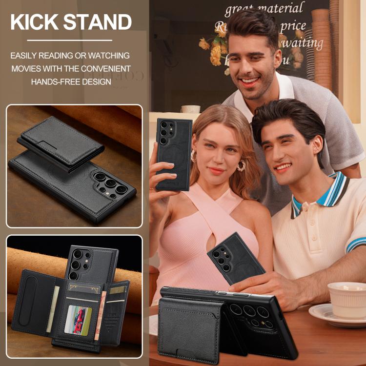 For Samsung Galaxy S25 Ultra 5G LC.IMEEKE L5 Series Detachable RFID Card Bag Magsafe Phone Case(Black) - Galaxy S25 Ultra 5G Cases by LC.IMEEKE | Online Shopping UK | buy2fix