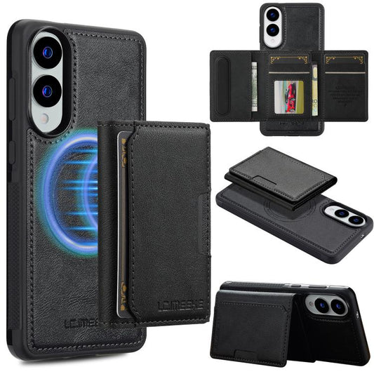 For Samsung Galaxy S25 Edge 5G LC.IMEEKE L5 Series Detachable RFID Card Bag Magsafe Phone Case(Black) - Galaxy S25 Edge 5G Cases by LC.IMEEKE | Online Shopping UK | buy2fix