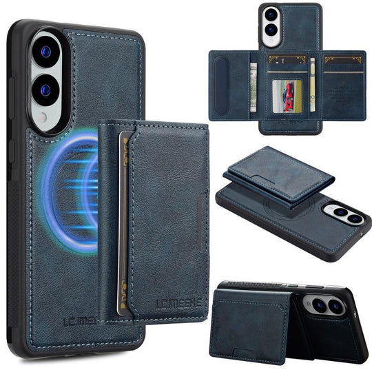 For Samsung Galaxy S25 Edge 5G LC.IMEEKE L5 Series Detachable RFID Card Bag Magsafe Phone Case(Blue)