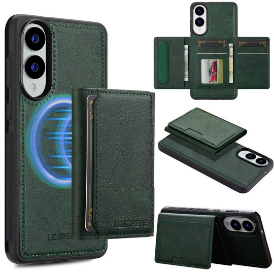 For Samsung Galaxy S25 Edge 5G LC.IMEEKE L5 Series Detachable RFID Card Bag Magsafe Phone Case(Green)