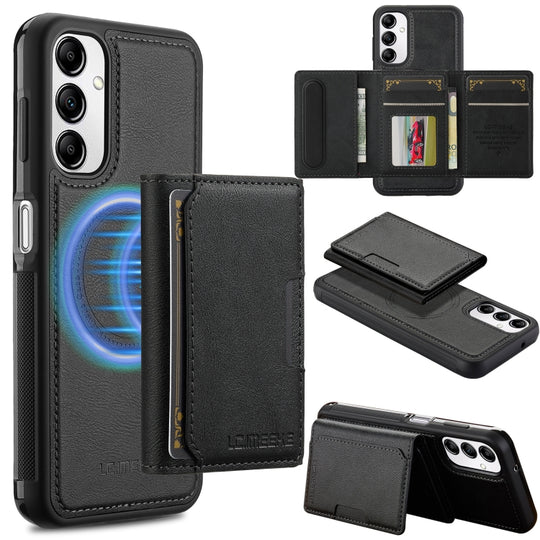 For Samsung Galaxy A14 5G / 4G LC.IMEEKE L5 Series Detachable RFID Card Bag Magsafe Phone Case(Black)