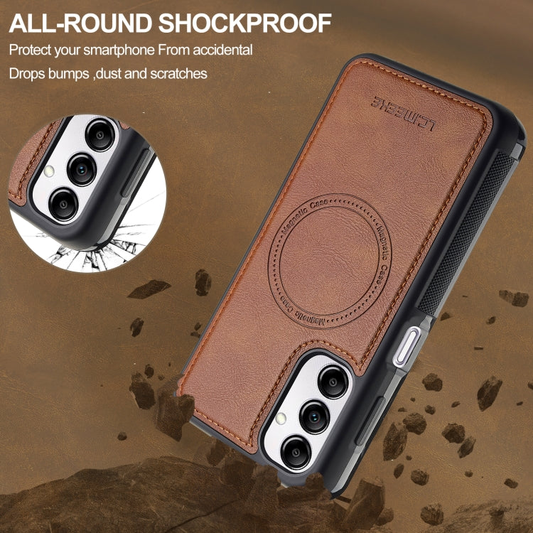 For Samsung Galaxy A14 5G / 4G LC.IMEEKE L5 Series Detachable RFID Card Bag Magsafe Phone Case(Brown) - Galaxy Phone Cases by LC.IMEEKE | Online Shopping UK | buy2fix