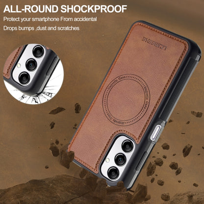 For Samsung Galaxy A14 5G / 4G LC.IMEEKE L5 Series Detachable RFID Card Bag Magsafe Phone Case(Brown) - Galaxy Phone Cases by LC.IMEEKE | Online Shopping UK | buy2fix