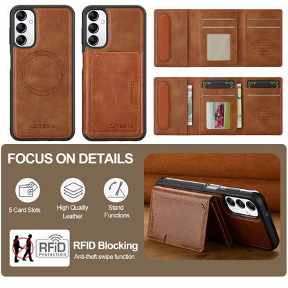 For Samsung Galaxy A14 5G / 4G LC.IMEEKE L5 Series Detachable RFID Card Bag Magsafe Phone Case(Brown) - Galaxy Phone Cases by LC.IMEEKE | Online Shopping UK | buy2fix
