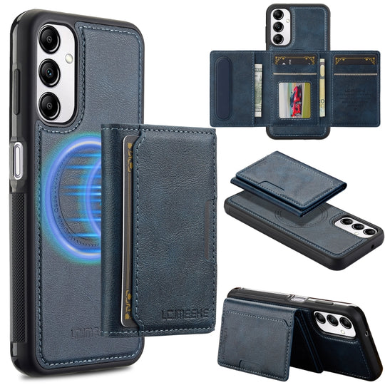 For Samsung Galaxy A14 5G / 4G LC.IMEEKE L5 Series Detachable RFID Card Bag Magsafe Phone Case(Blue)