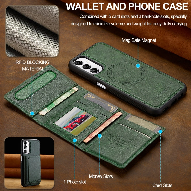 For Samsung Galaxy A14 5G / 4G LC.IMEEKE L5 Series Detachable RFID Card Bag Magsafe Phone Case(Green) - Galaxy Phone Cases by LC.IMEEKE | Online Shopping UK | buy2fix