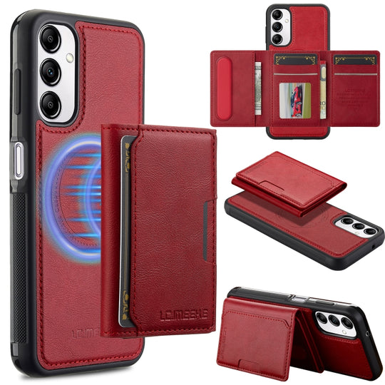 For Samsung Galaxy A14 5G / 4G LC.IMEEKE L5 Series Detachable RFID Card Bag Magsafe Phone Case(Red)