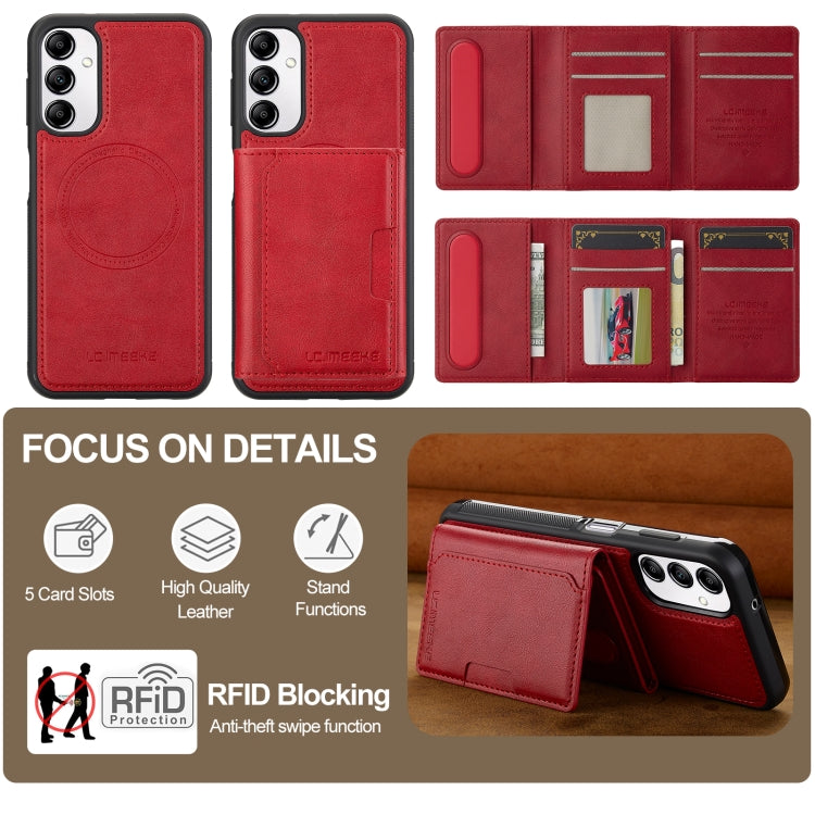 For Samsung Galaxy A14 5G / 4G LC.IMEEKE L5 Series Detachable RFID Card Bag Magsafe Phone Case(Red) - Galaxy Phone Cases by LC.IMEEKE | Online Shopping UK | buy2fix