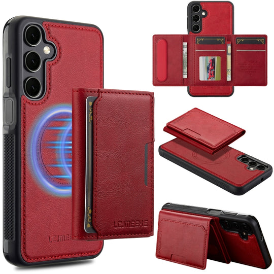 For Samsung Galaxy A16 5G LC.IMEEKE L5 Series Detachable RFID Card Bag Magsafe Phone Case(Red)