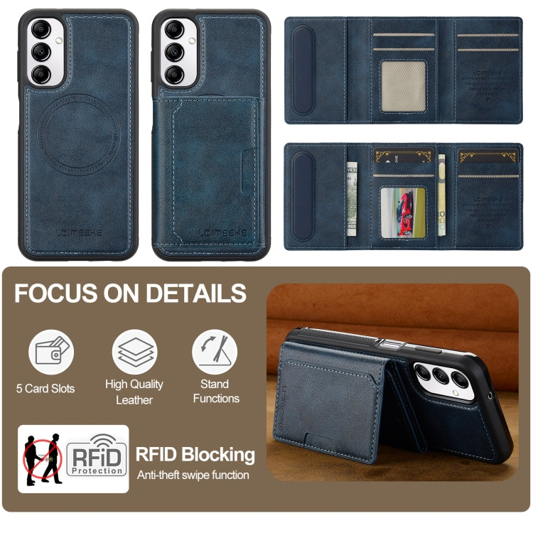 For Samsung Galaxy A34 5G LC.IMEEKE L5 Series Detachable RFID Card Bag Magsafe Phone Case(Blue) - Galaxy Phone Cases by LC.IMEEKE | Online Shopping UK | buy2fix