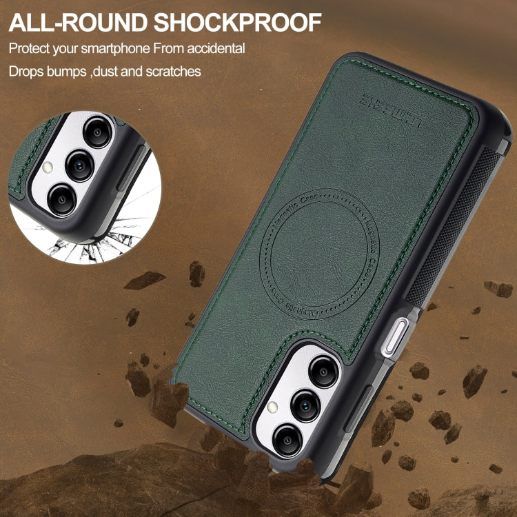For Samsung Galaxy A34 5G LC.IMEEKE L5 Series Detachable RFID Card Bag Magsafe Phone Case(Green) - Galaxy Phone Cases by LC.IMEEKE | Online Shopping UK | buy2fix