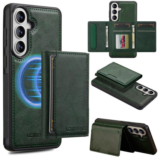 For Samsung Galaxy A37 5G LC.IMEEKE L5 Series Detachable RFID Card Bag Magsafe Phone Case(Green)