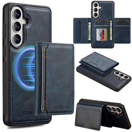 For Samsung Galaxy A57 5G LC.IMEEKE L5 Series Detachable RFID Card Bag Magsafe Phone Case(Blue)