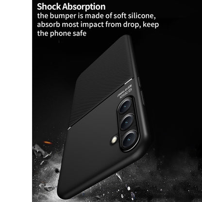 For Samsung Galaxy S25 5G Classic Tilt Strip Grain Magnetic PC Hybrid TPU Phone Case(Black) by buy2fix