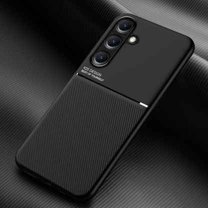 For Samsung Galaxy S25+ 5G Classic Tilt Strip Grain Magnetic PC Hybrid TPU Phone Case(Black) by buy2fix