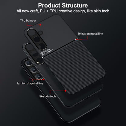 For Samsung Galaxy S25+ 5G Classic Tilt Strip Grain Magnetic PC Hybrid TPU Phone Case(Red) by buy2fix