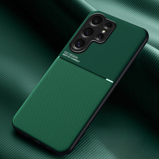 For Samsung Galaxy S25 Ultra 5G Classic Tilt Strip Grain Magnetic PC Hybrid TPU Phone Case(Green) by buy2fix