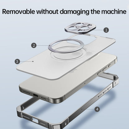 For iPhone 16 Pro Max Irregular Alloy Frame Fosted Translucent MagSafe Phone Case(Blue) - iPhone 16 Pro Max Cases by buy2fix | Online Shopping UK | buy2fix