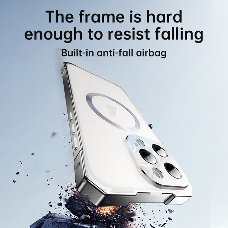 For iPhone 16 Pro Max Irregular Alloy Frame Fosted Translucent MagSafe Phone Case(Titanium) - iPhone 16 Pro Max Cases by buy2fix | Online Shopping UK | buy2fix