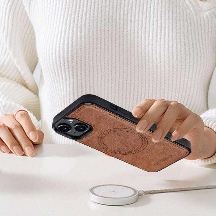 For iPhone 15 LC.IMEEKE Magsafe Phone Case(Brown) - iPhone 15 Cases by LC.IMEEKE | Online Shopping UK | buy2fix