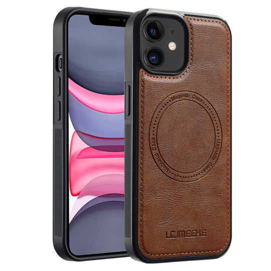 For iPhone 12 / 12 Pro LC.IMEEKE Magsafe Phone Case(Brown)