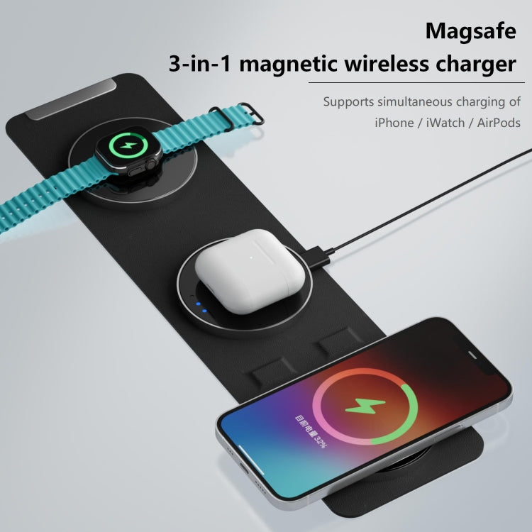 H34 15W 3 in 1 MagSafe Magnetic Folding Wireless Charger(Blue) - Wireless Charger by buy2fix | Online Shopping UK | buy2fix