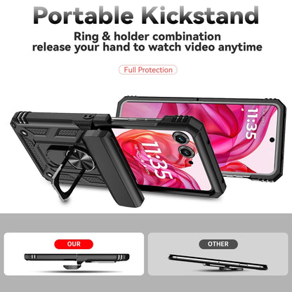 For Motorola razr 50 Sliding Camshield Holder Phone Case(Black) by buy2fix