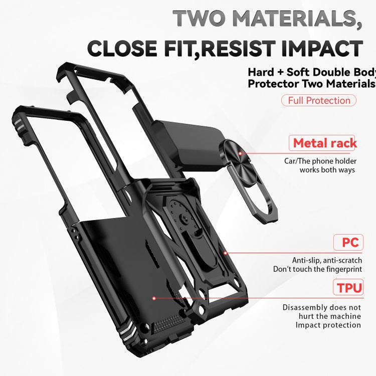 For Motorola razr 50 Sliding Camshield Holder Phone Case(Black) by buy2fix