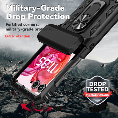 For Motorola razr 50 Sliding Camshield Holder Phone Case(Black) by buy2fix