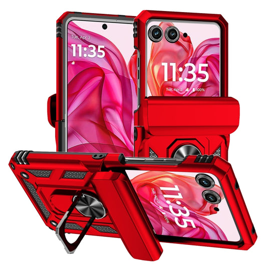 For Motorola razr 50 Sliding Camshield Holder Phone Case(Red) by buy2fix
