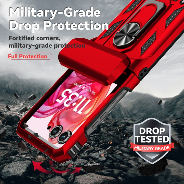 For Motorola razr 50 Sliding Camshield Holder Phone Case(Red) by buy2fix