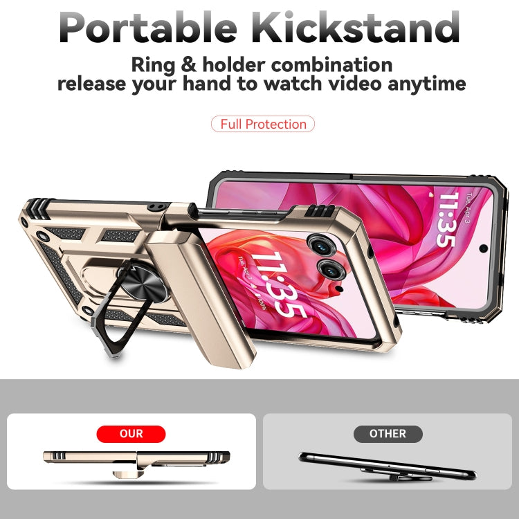 For Motorola razr 50 Sliding Camshield Holder Phone Case(Gold) by buy2fix