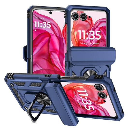 For Motorola razr 50 Sliding Camshield Holder Phone Case(Blue) by buy2fix