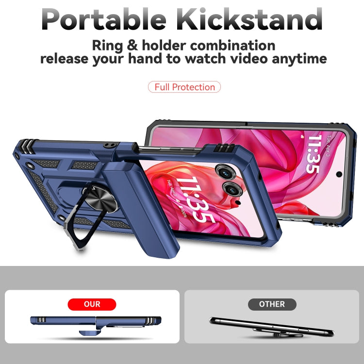 For Motorola razr 50 Sliding Camshield Holder Phone Case(Blue) by buy2fix