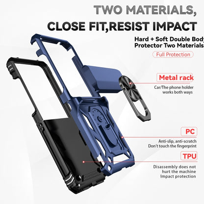 For Motorola razr 50 Sliding Camshield Holder Phone Case(Blue) by buy2fix